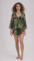 V-NECK BELL SLEEVE TUNIC - CHEVRON PRINT